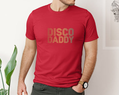 brand:Bella Canvas|color:Red|Disco Daddy Retro Old School Graphic T-Shirt