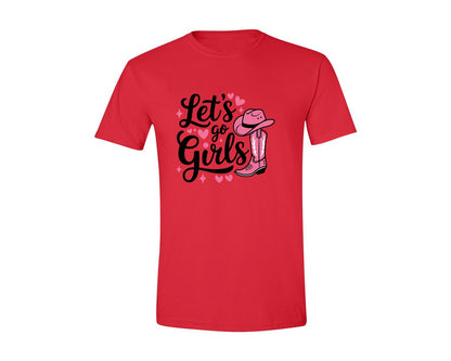 brand:Generic|color:Red|Lets Go Girls Western Cowgirl Graphic T-Shirt