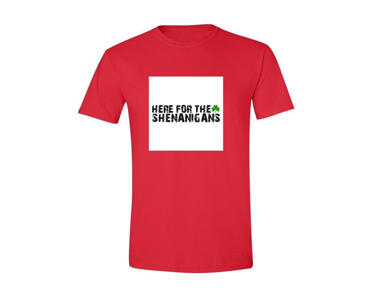 brand:Generic|color:Red|Here For The Shenanigans 15 Graphic T-Shirt