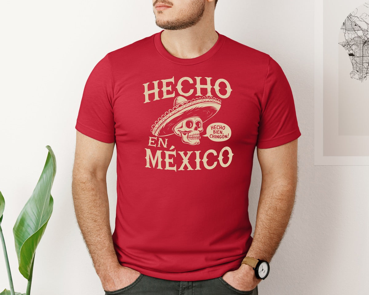 brand:Bella Canvas|color:Red|Hecho En Mexico Mexican Chicano Pride Graphic T-Shirt