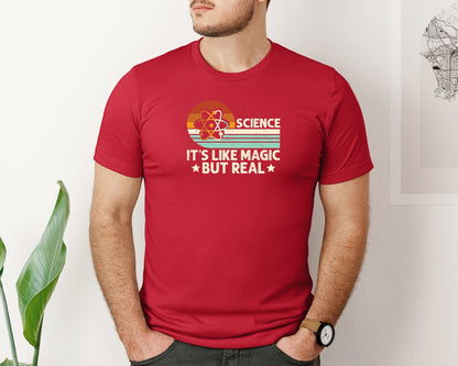 brand:Bella Canvas|color:Red|Science Its Like Magic But Real T Shirt 2 Graphic T-Shirt