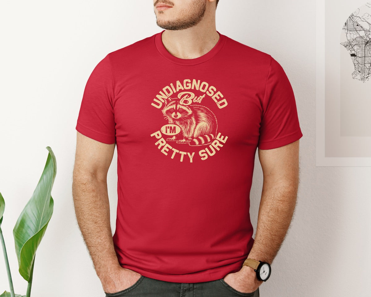 brand:Bella Canvas|color:Red|Funny Raccoon Meme T Shirt 2 Graphic T-Shirt