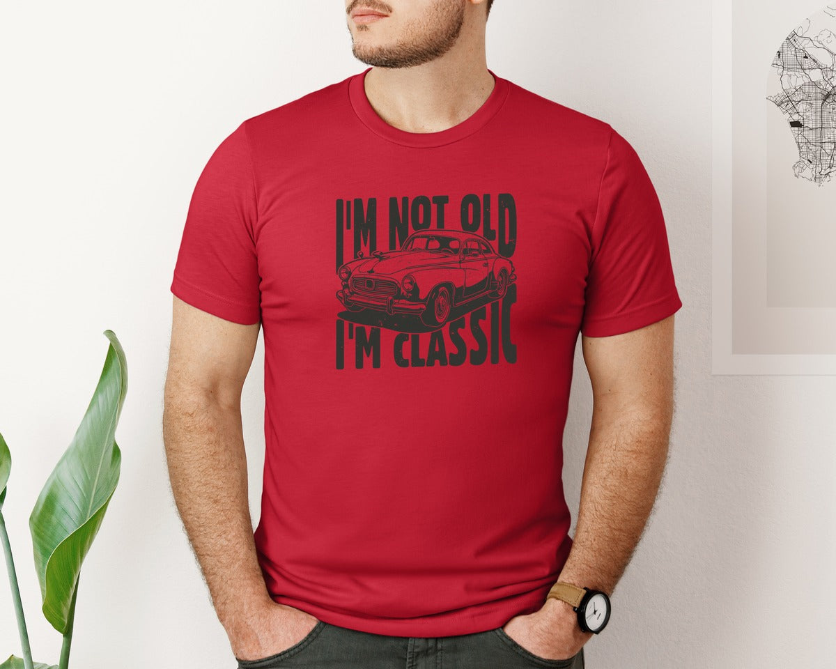brand:Bella Canvas|color:Red|Im Not Old Im Classic Vintage Car 3 Graphic T-Shirt