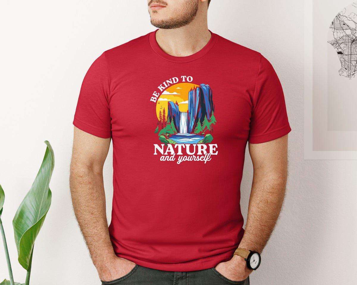 brand:Bella Canvas|color:Red|Be Kind To Nature And Yourself Graphic T-Shirt