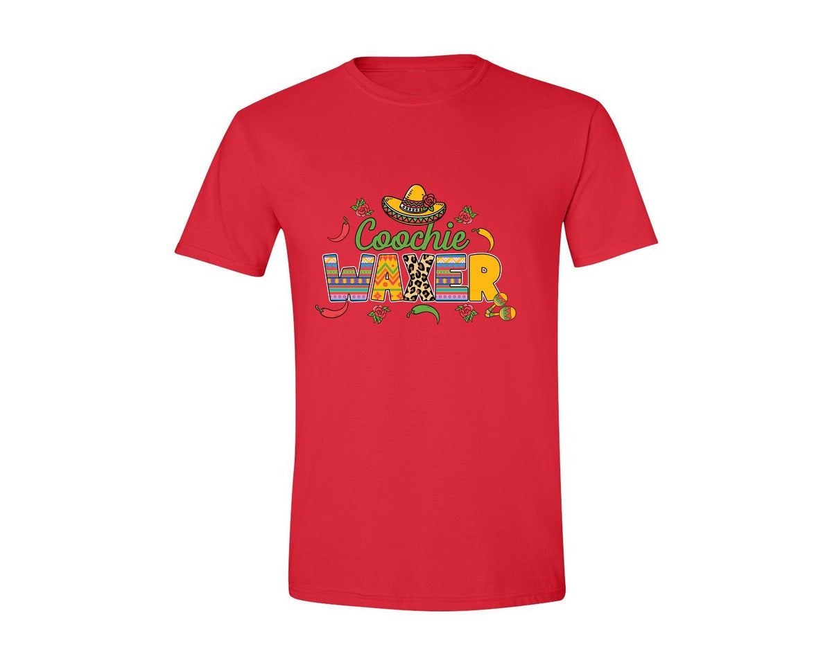 brand:Generic|color:Red|Cinco De Mayo Coochie Waxer Mexico Graphic T-Shirt