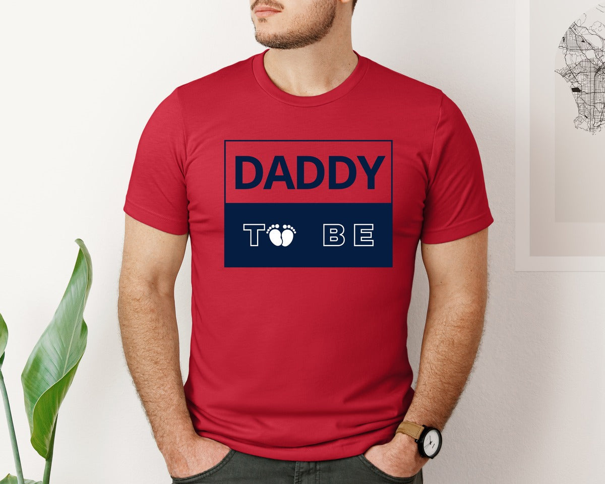 brand:Bella Canvas|color:Red|Daddy To Be Pregnancy Announcement 2 Graphic T-Shirt