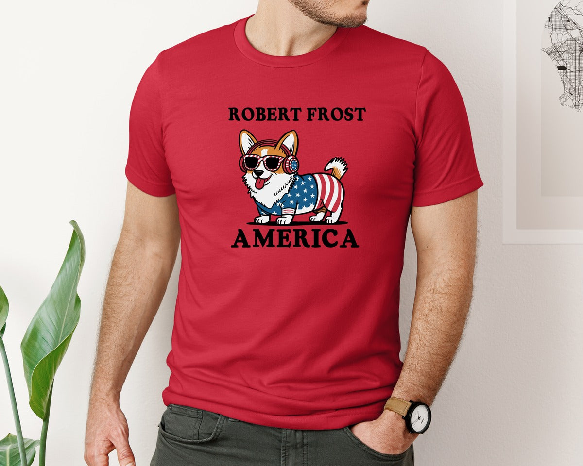 brand:Bella Canvas|color:Red|Corgi Dog 4Th Of July Graphic T-Shirt