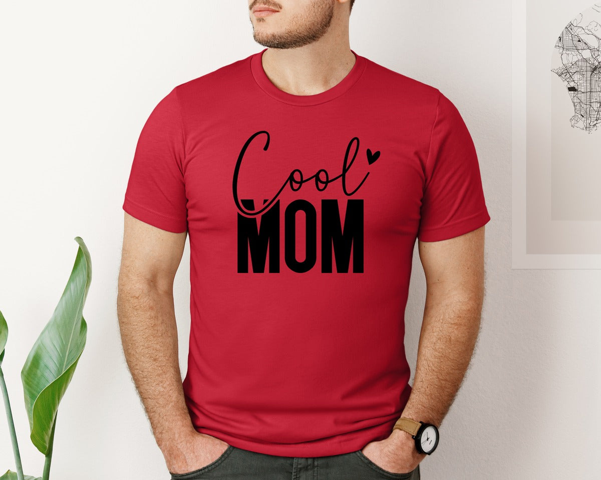 brand:Bella Canvas|color:Red|Cool Mom Funny Mom Mama Graphic T-Shirt