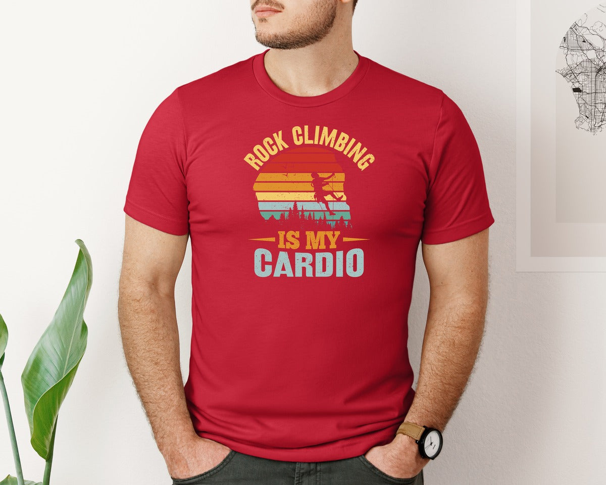brand:Bella Canvas|color:Red|Rock Climbing Graphic Graphic T-Shirt