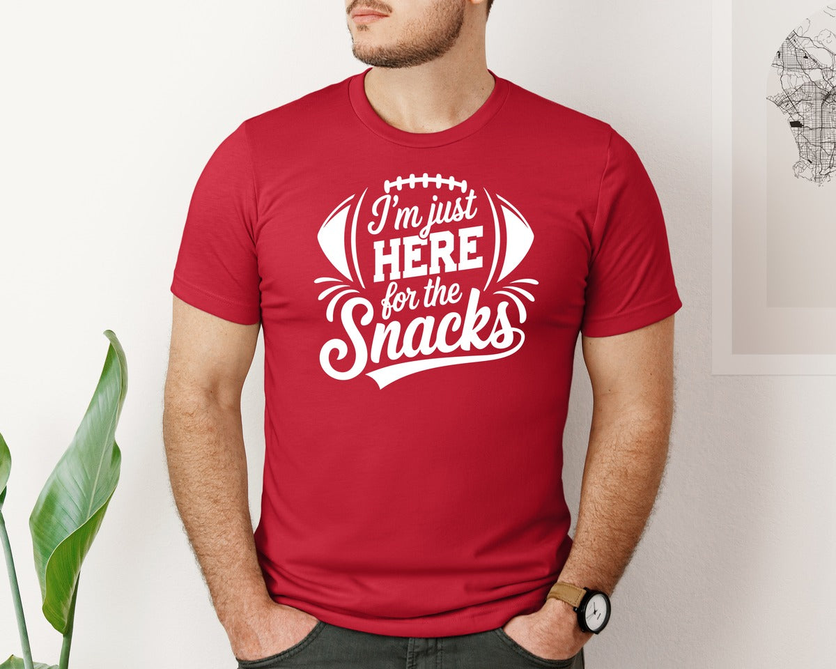 brand:Bella Canvas|color:Red|Im Just Here For The Snacks Graphic T-Shirt