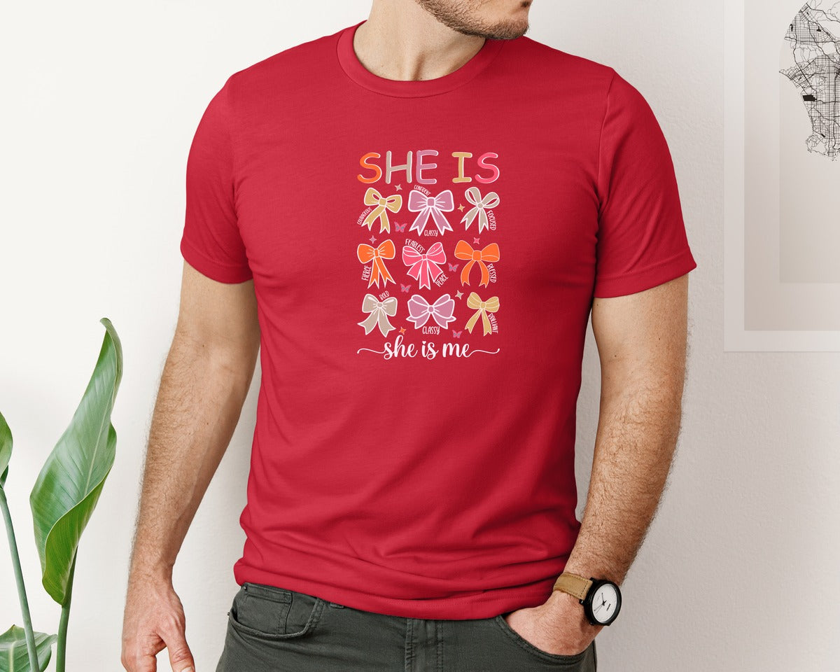 brand:Bella Canvas|color:Red|She Is Confident Focused Self Love Graphic T-Shirt