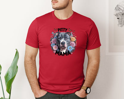 brand:Bella Canvas|color:Red|Pitty Mama Cute Pitbull Dog 2 Graphic T-Shirt