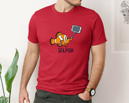 brand:Bella Canvas|color:Red|Selfish Clownfish Funny Fish Design Graphic T-Shirt