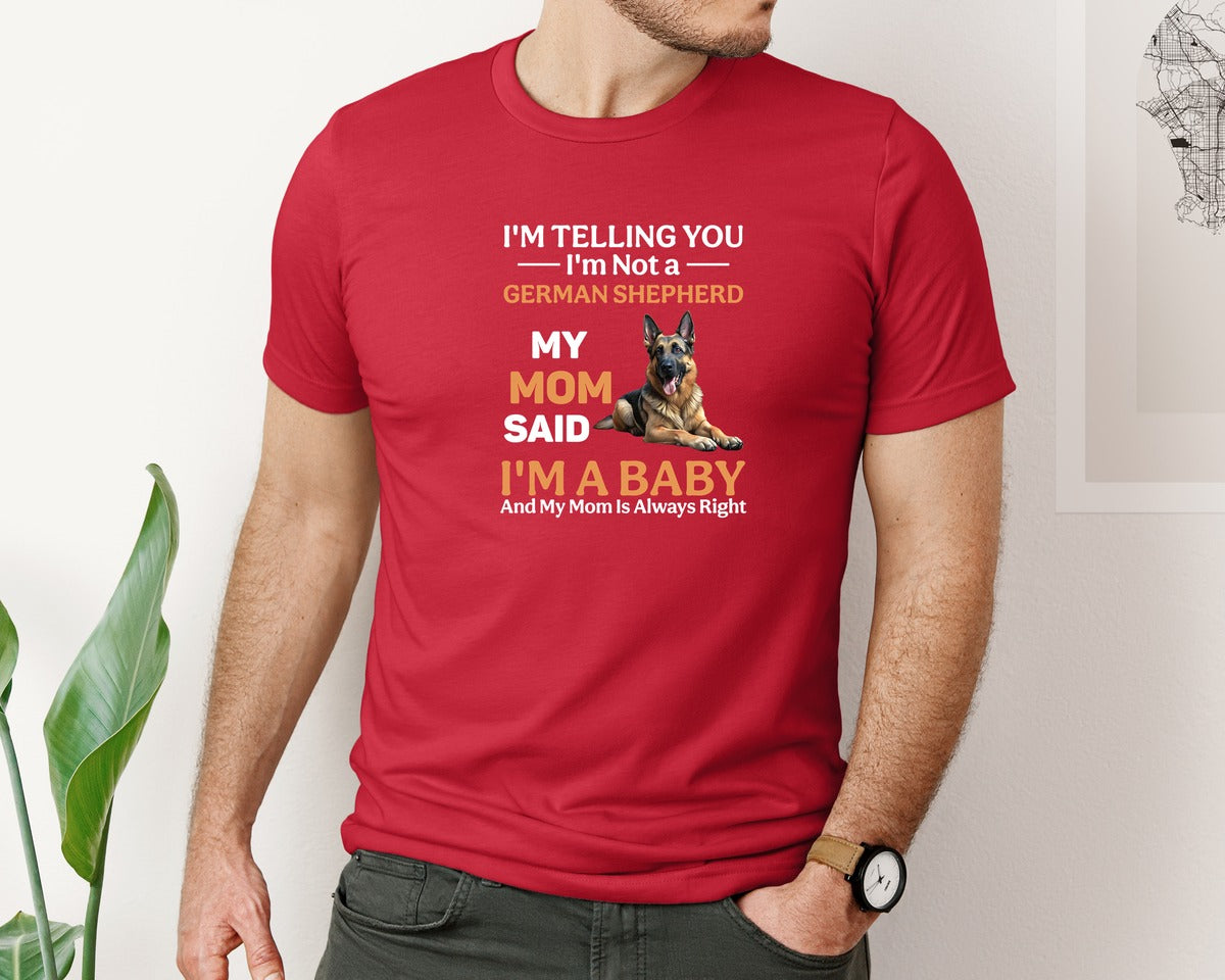 brand:Bella Canvas|color:Red|Im Telling You Im Not German Shepherd Graphic T-Shirt