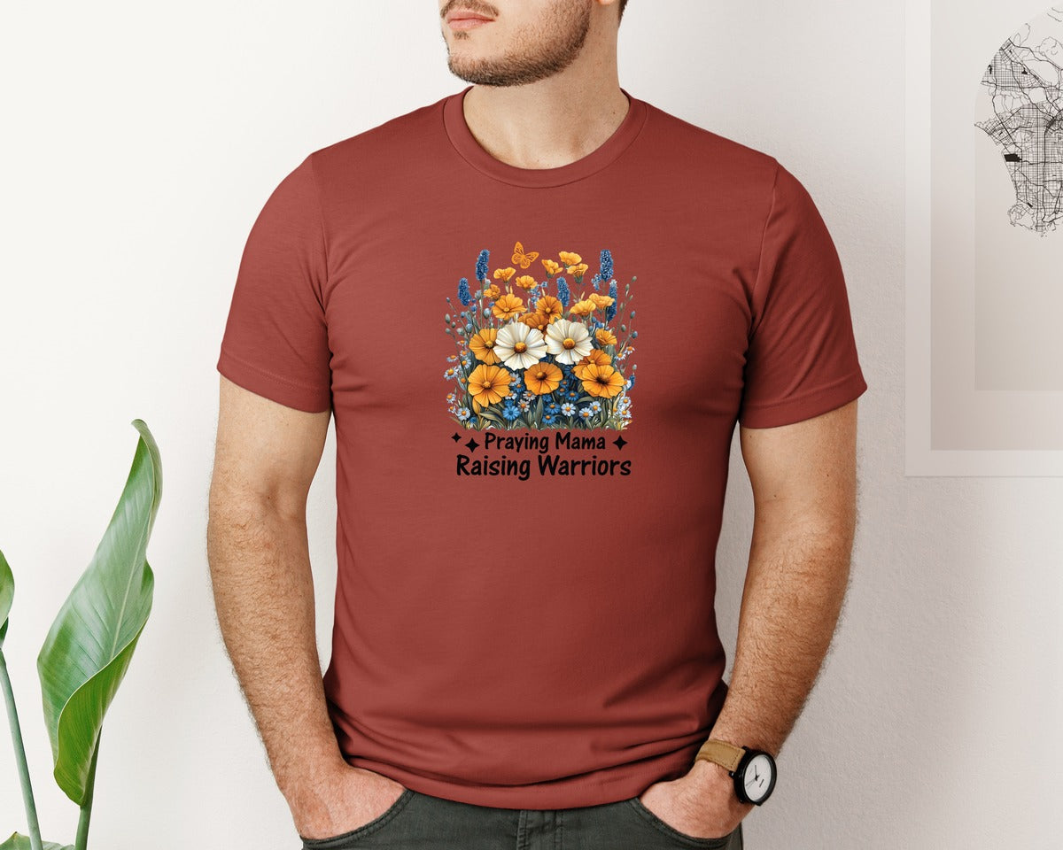 brand:Bella Canvas|color:Rust|Praying Mama Boho Floral Mama 2 Graphic T-Shirt