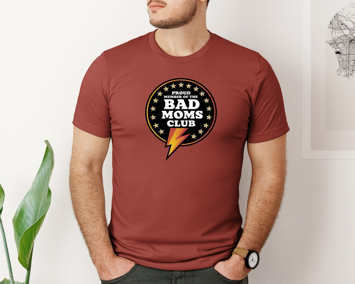 brand:Bella Canvas|color:Rust|Proud Member Of The Bad Moms Club Funny Graphic T-Shirt