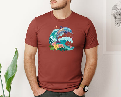 brand:Bella Canvas|color:Rust|Summer Beach Sea Waves Dolphin Graphic T-Shirt