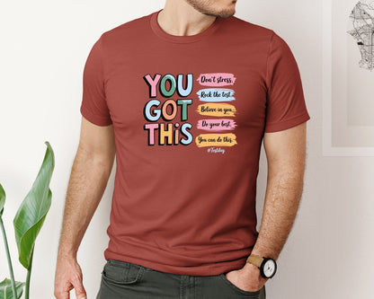 brand:Bella Canvas|color:Rust|You Got This Test Day 2 Graphic T-Shirt