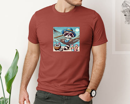 brand:Bella Canvas|color:Rust|Feral Girl Summer Raccoon Summerpng Graphic T-Shirt