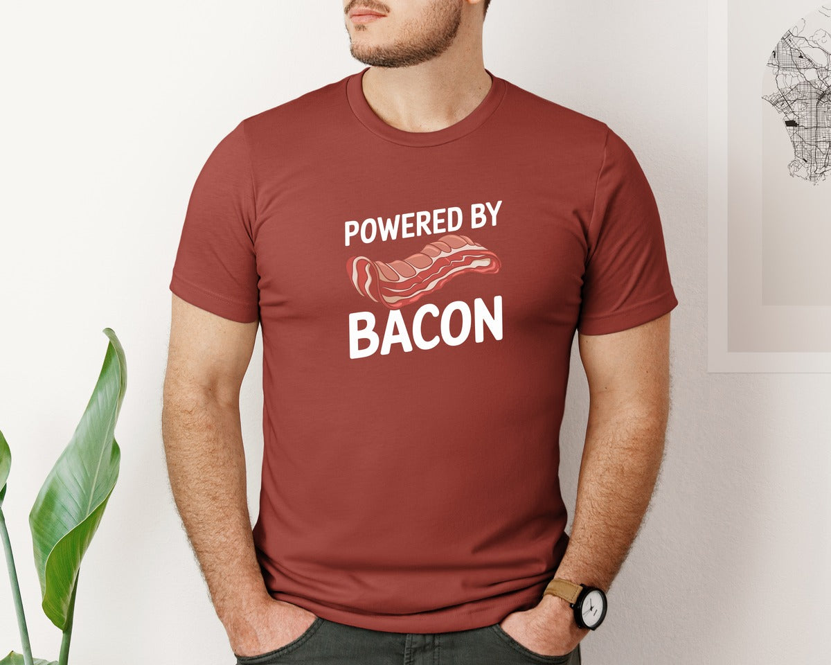 brand:Bella Canvas|color:Rust|Powered By Bacon T Shirt Design 2 Graphic T-Shirt