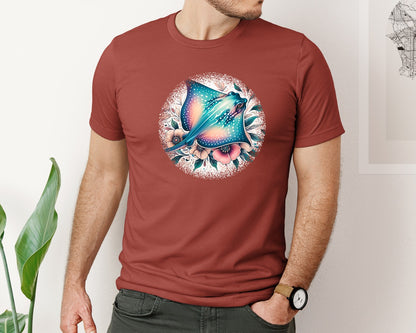 brand:Bella Canvas|color:Rust|Stingray Tropical Round Tshirt Graphic T-Shirt