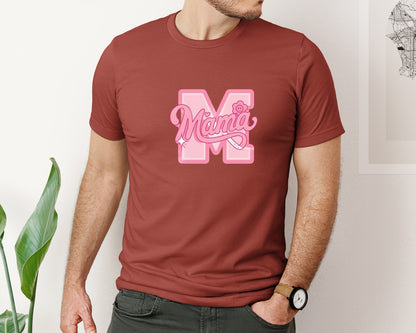 brand:Bella Canvas|color:Rust|Pink Y2K Mama With Smiley Flower 2 Graphic T-Shirt