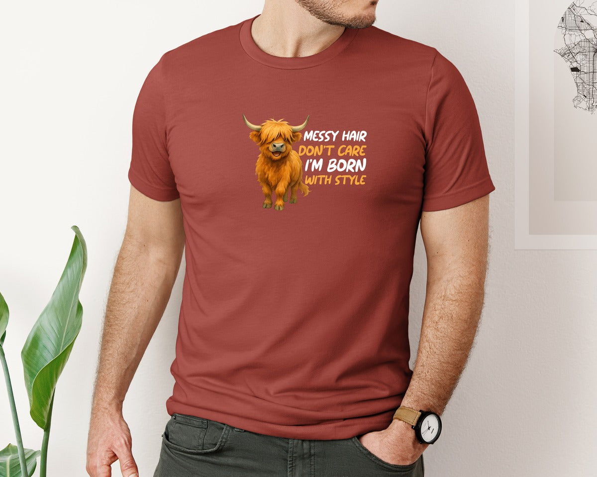 brand:Bella Canvas|color:Rust|Born With Highland Style T Shirt Graphic T-Shirt