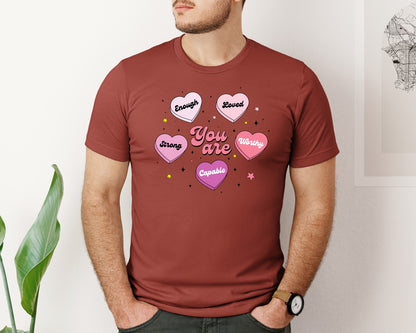 brand:Bella Canvas|color:Rust|Self Love Valentine Valentine Heart Graphic T-Shirt