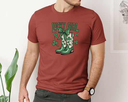 Lucky Girl St Patricks Day T Shirt Graphic T-Shirt