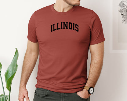 brand:Bella Canvas|color:Rust|Illinois Usa City State Shirt Graphic T-Shirt