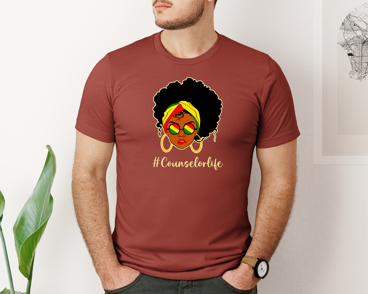 brand:Bella Canvas|color:Rust|Counselor Life Career T Shirt Graphic T-Shirt