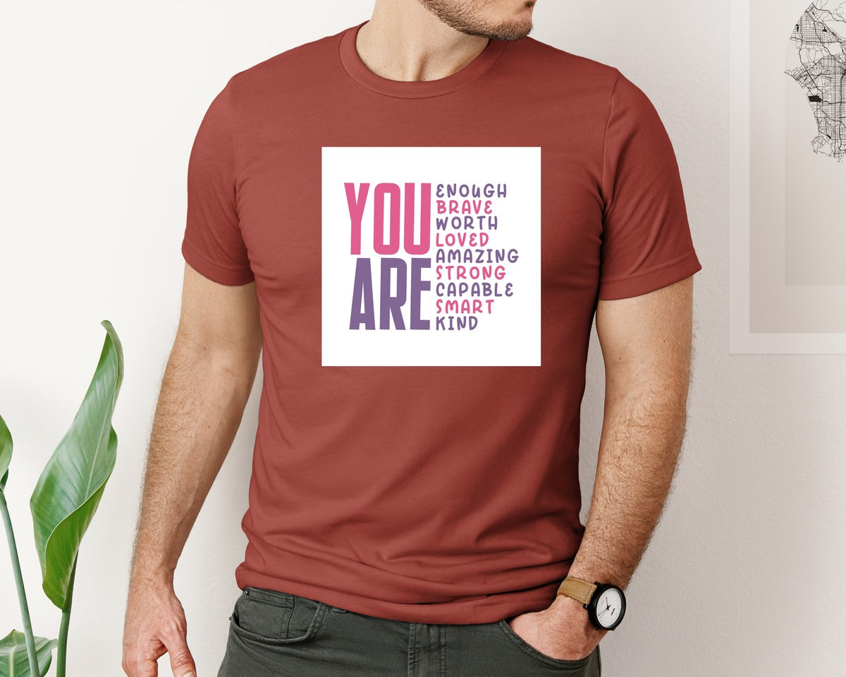 brand:Bella Canvas|color:Rust|You Are Enough Brave Women Empo 2 Graphic T-Shirt