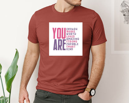 brand:Bella Canvas|color:Rust|You Are Enough Brave Women Empo 2 Graphic T-Shirt