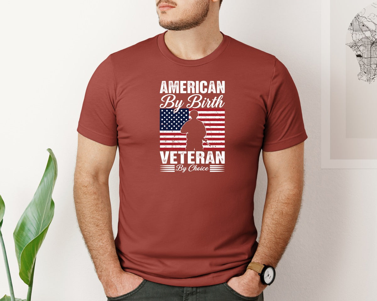 brand:Bella Canvas|color:Rust|American By Birth Veteran T Shirt Graphic T-Shirt