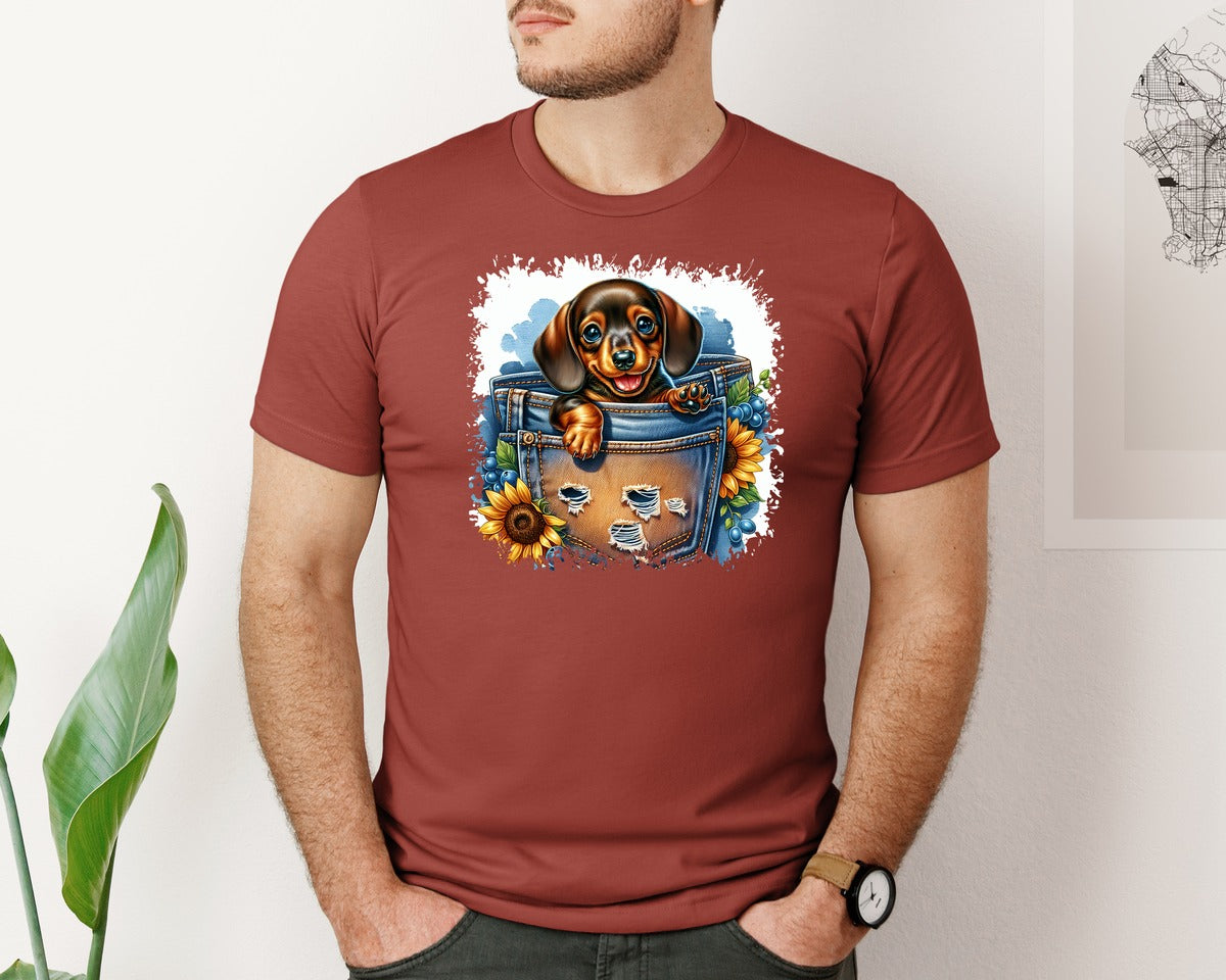 brand:Bella Canvas|color:Rust|Dog In Pocket Square Tshirt 29 Graphic T-Shirt