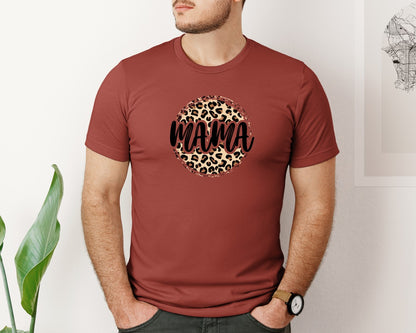 brand:Bella Canvas|color:Rust|Mama Leopard Print Mothers Day Graphic T-Shirt