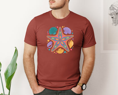 brand:Bella Canvas|color:Rust|Preppy Starfish Coquette Summer Graphic T-Shirt