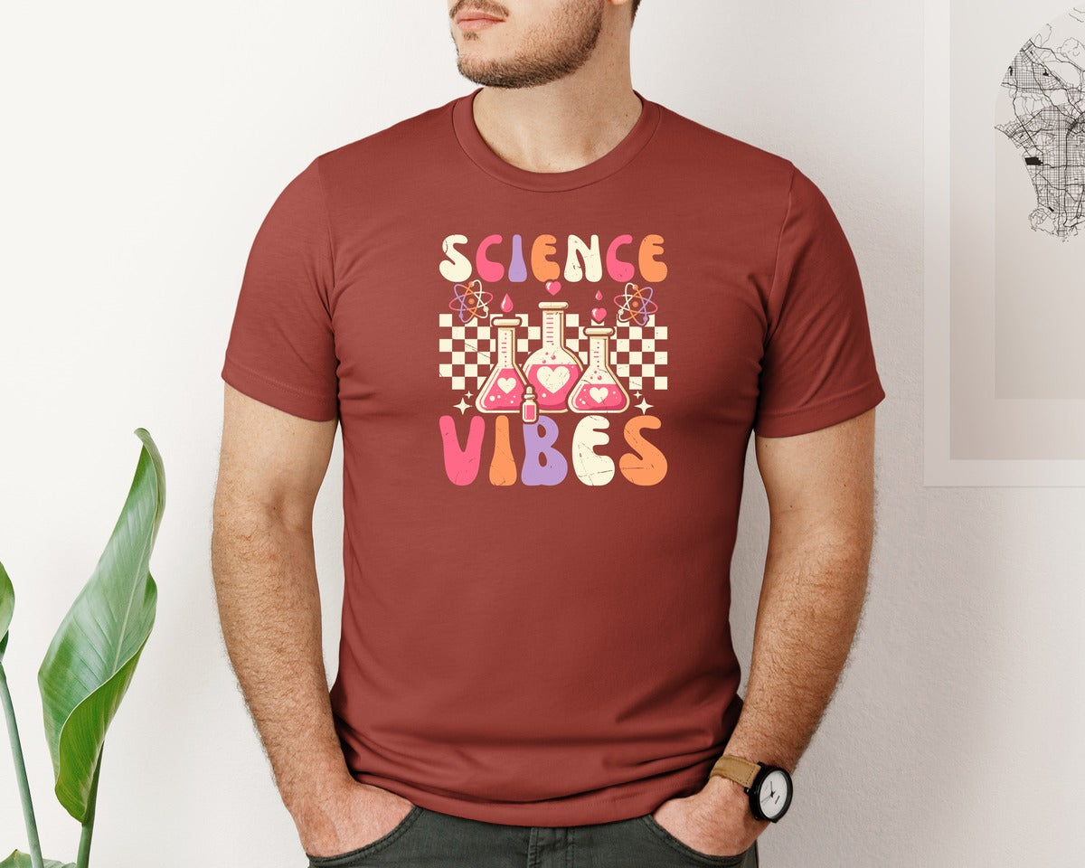 brand:Bella Canvas|color:Rust|Groovy Science Vibes Chemistry T Shirt Graphic T-Shirt