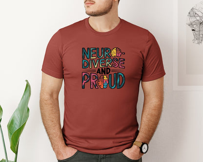 brand:Bella Canvas|color:Rust|Neuro Diverse And Proud Autism Shirt Graphic T-Shirt