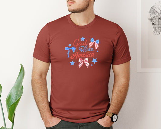 God Bless America Coquette 4Th July Graphic T-Shirt