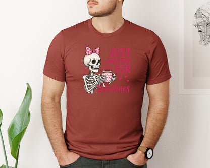 brand:Bella Canvas|color:Rust|Just Waiting For Valentines 6 Graphic T-Shirt