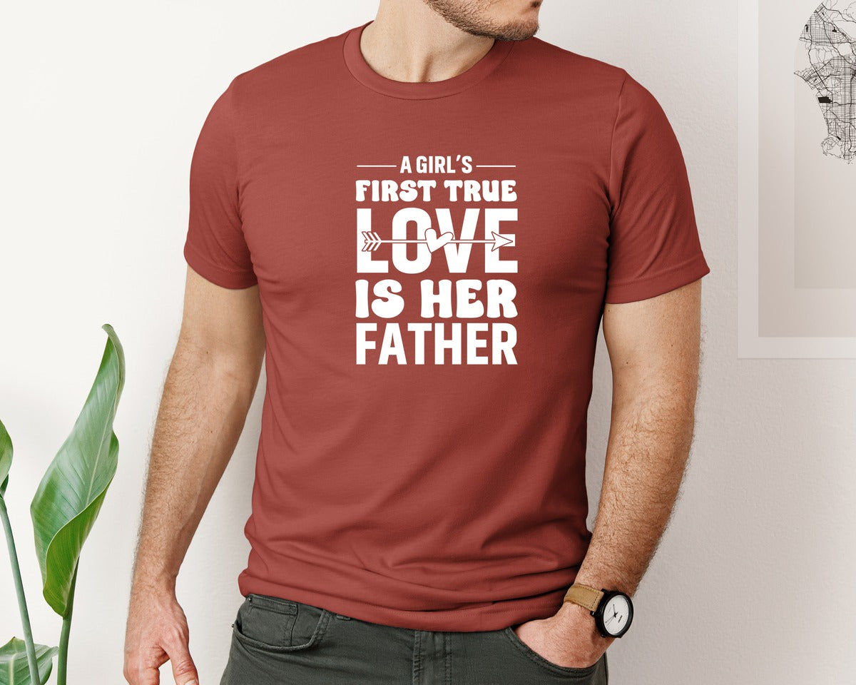 brand:Bella Canvas|color:Rust|First True Love Girls Dad Graphic T-Shirt