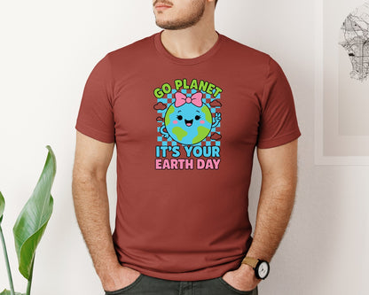 brand:Bella Canvas|color:Rust|Go Planet Its Your Earth Day 26 Graphic T-Shirt
