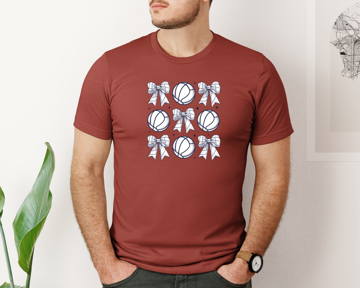 brand:Bella Canvas|color:Rust|Volleyball Bow Volleyball Mama Graphic T-Shirt