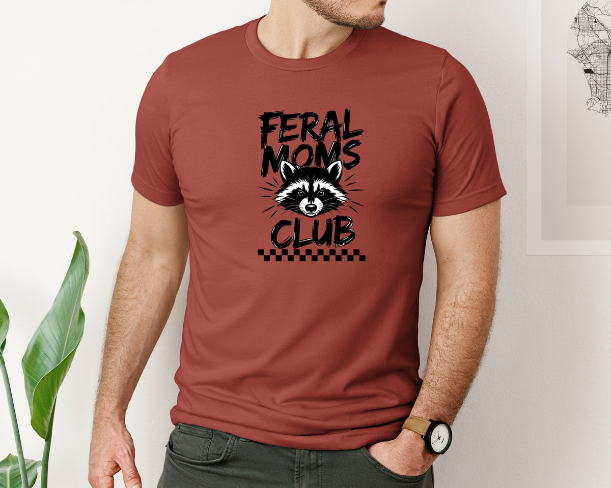 brand:Bella Canvas|color:Rust|Feral Moms Club Mom Life Raccoon Graphic T-Shirt