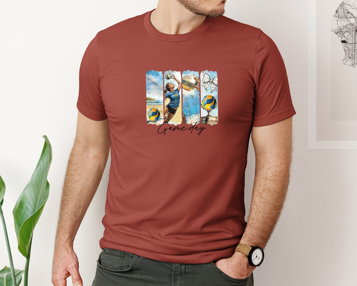 brand:Bella Canvas|color:Rust|Volleyball Game Day 3 Graphic T-Shirt