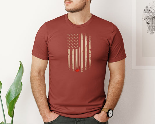 Funny Vintage American Flag Golfer Graphic T-Shirt