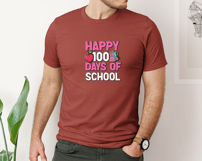 brand:Bella Canvas|color:Rust|Happy 100 Days Of School Cut File 8 Graphic T-Shirt