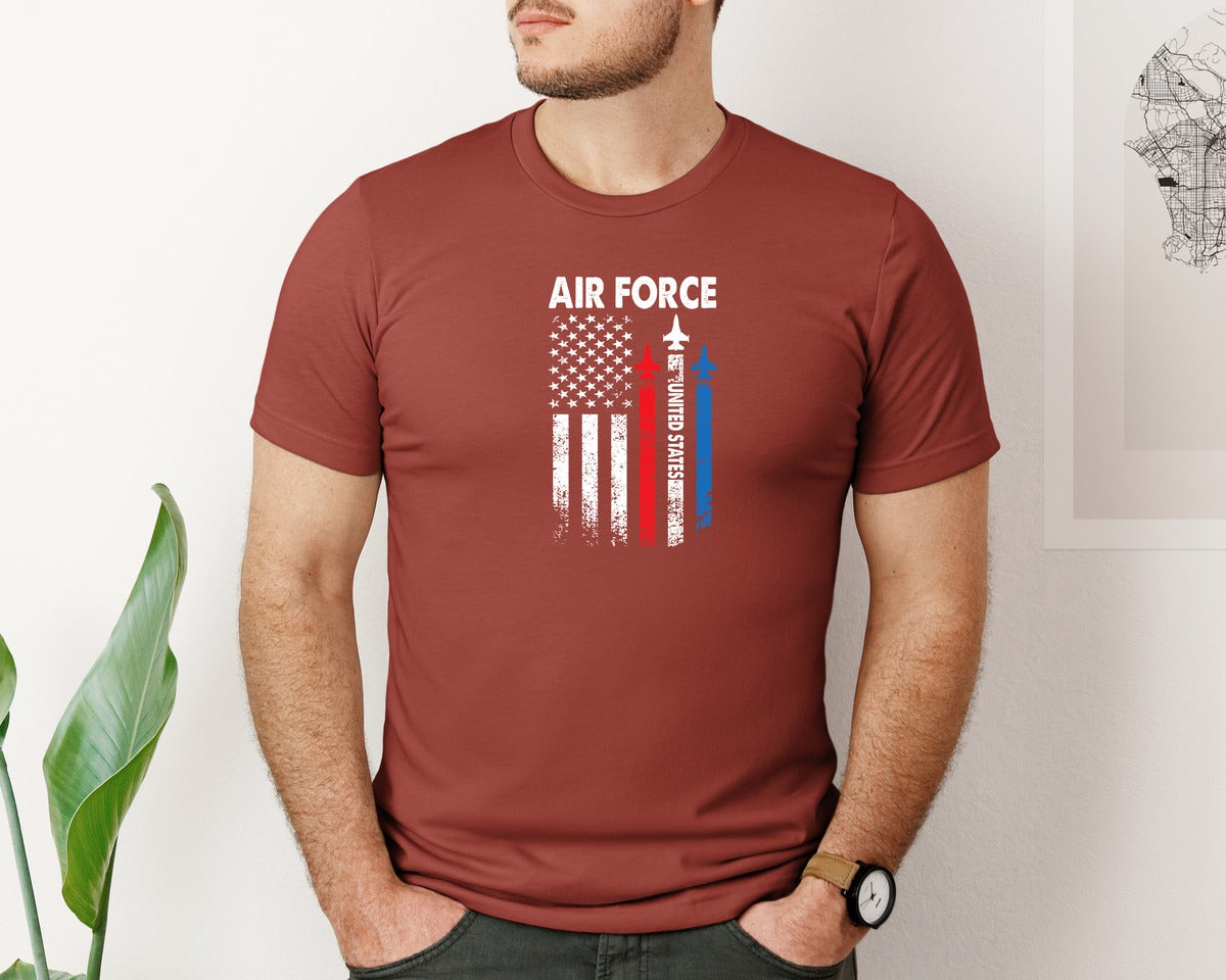 brand:Bella Canvas|color:Rust|Air Force United States 4Th Ofjuly Graphic T-Shirt
