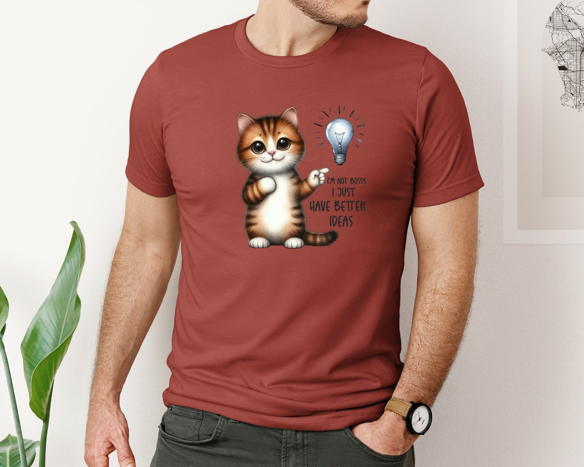 brand:Bella Canvas|color:Rust|Funny Cat Sarcastic Sassy Im Not Bossy 2 Graphic T-Shirt